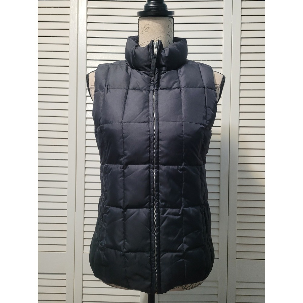 Vintage GAP Down Filled Puffer Vest Women's Size XS Black Zip Front Zip Quilted